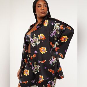 Savage X Fenti Night Blooms Satin Sleep Shirt Small Oversized